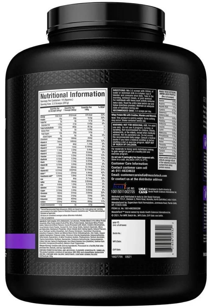 MuscleTech Mass Tech Extreme 2000 - 6.6 Lbs - Nutristar