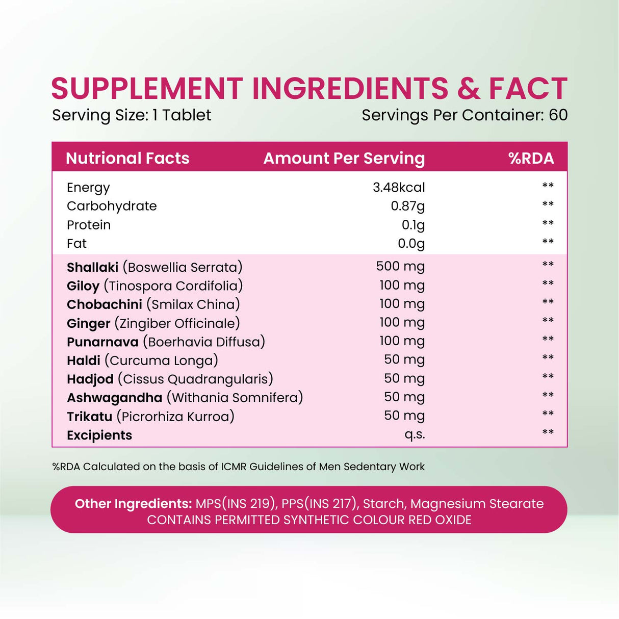Vlado's Himalayan Organics, Plant Based Joint Support with Boswellia Ashwagandha - 60 Veg Tablets