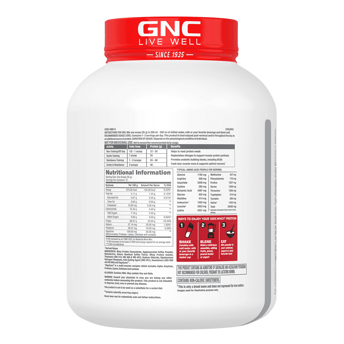 GNC Pro Performance 100% Whey Protein - 4 Lbs - Nutristar