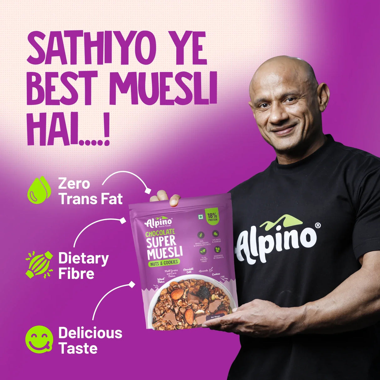 Alpino Super Muesli (Whole Grain Breakfast Cereal) - 400 gm - Nutristar