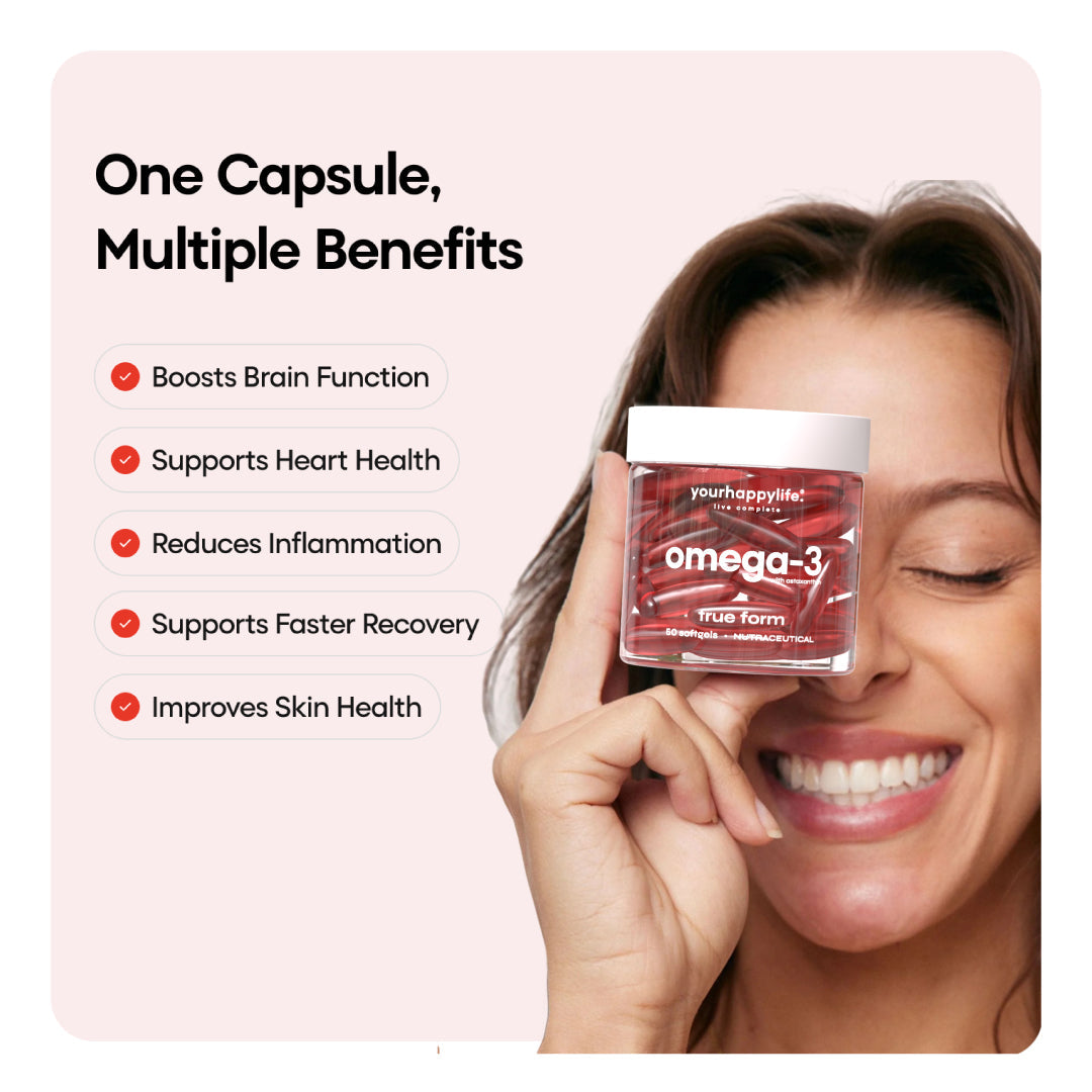 YourHappyLife Omega-3 4X Strength | 743mg EPA, 528mg DHA & Astaxanthin | 50 Softgels
