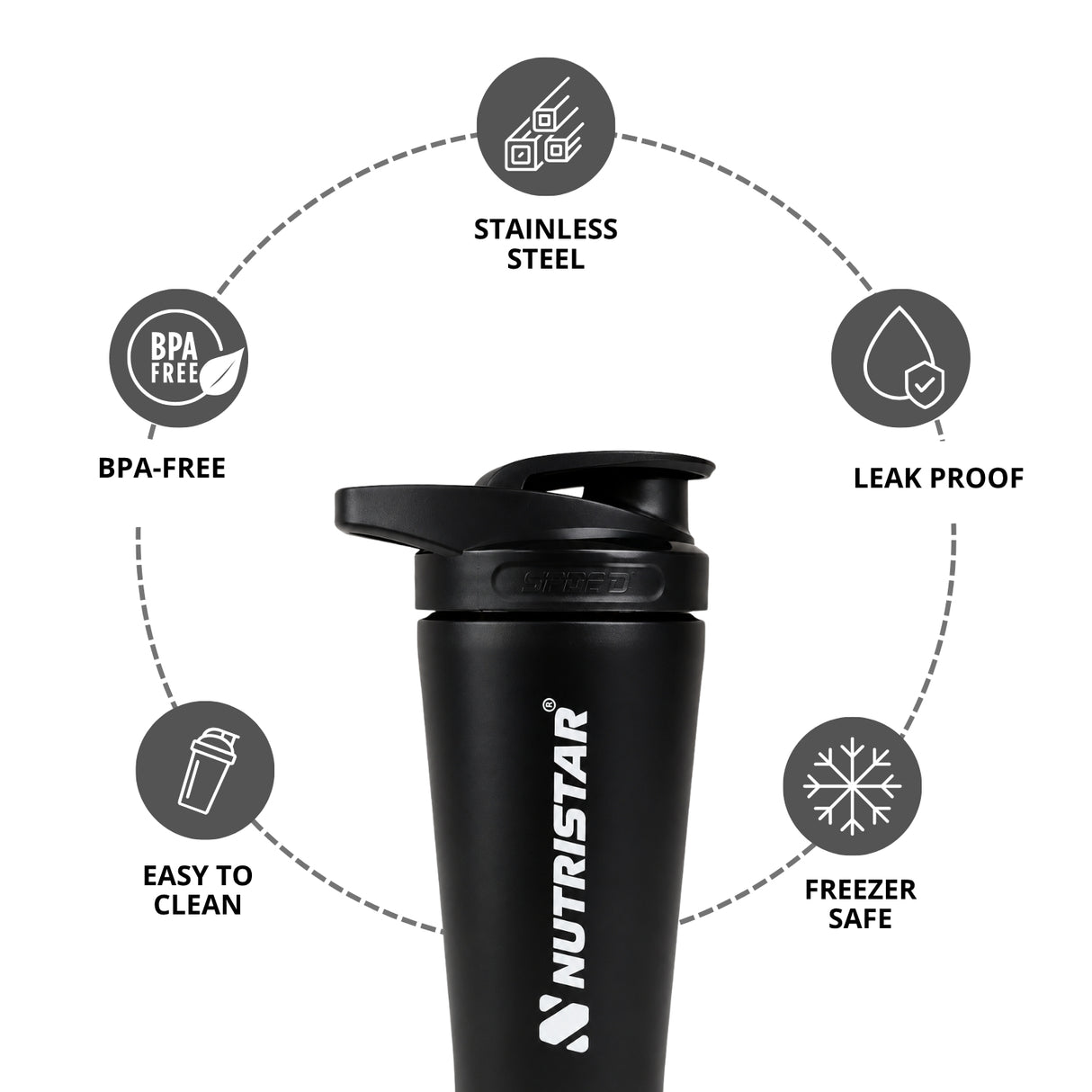 Nutristar Stainless Steel Shaker Bottle 700ml