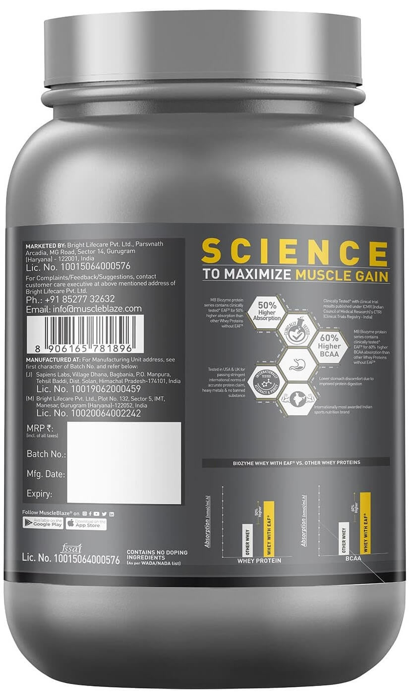 MuscleBlaze Biozyme Performance Whey - 2.2 Lbs - Nutristar