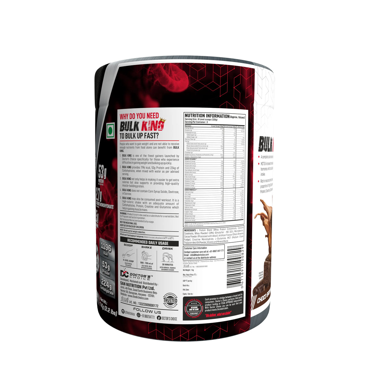 Doctor's Choice Bulk King Advanced Mass and Weight Gainer - 3 Kg