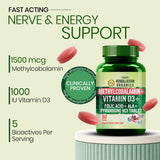 Vlado's Himalayan Organics Vitamin B12 1500mcg with Vitamin D3 | 60 Tablets | Energy & Nervous System Support