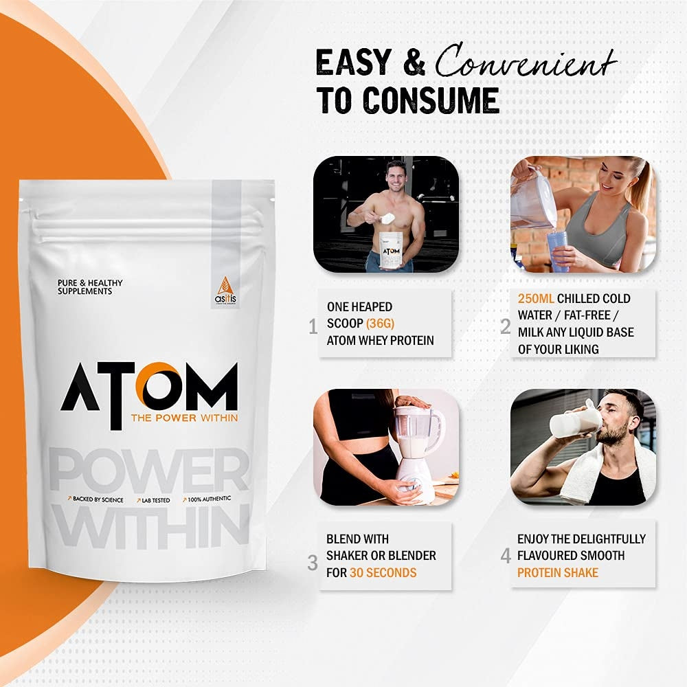 AS-IT-IS Atom Whey Protein with Digestive Enzymes - 500 gm