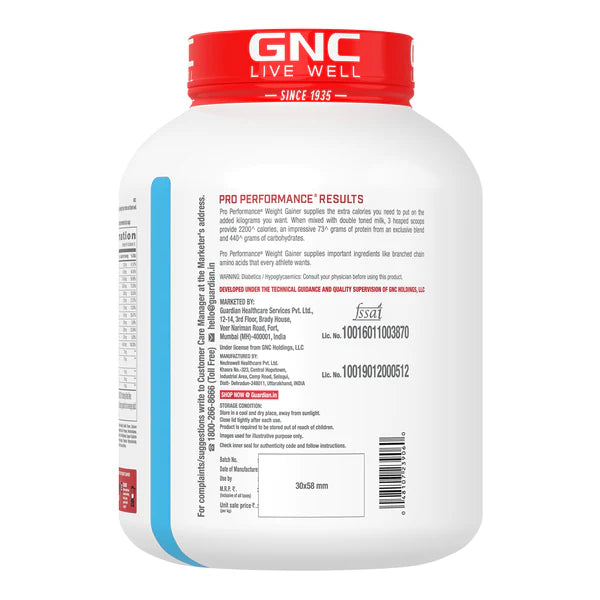 GNC Pro Performance Weight Gainer , 3 kg - Nutristar