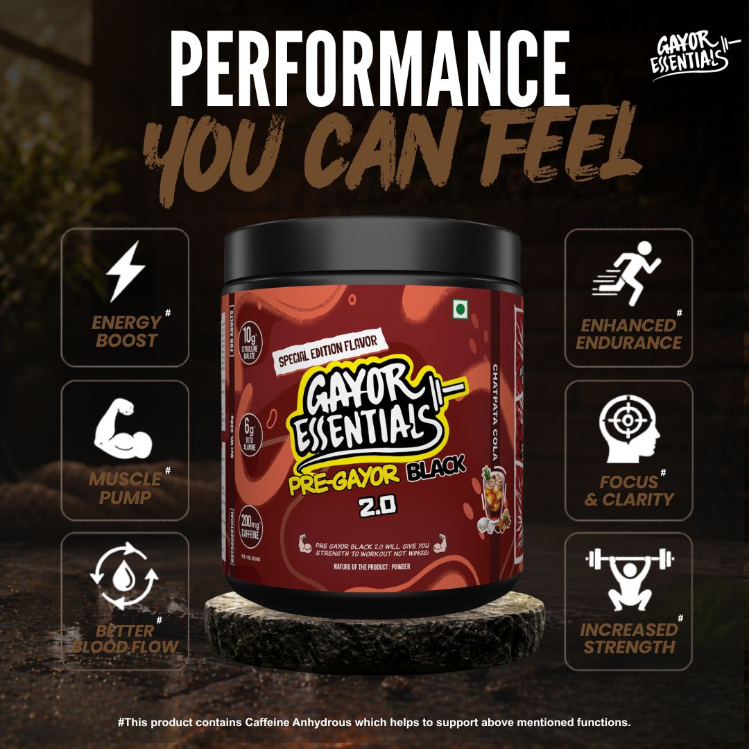 Gayor Essentials Pre Gayor Black 2.0 Pre-Workout Powder 338g | 200mg Caffeine