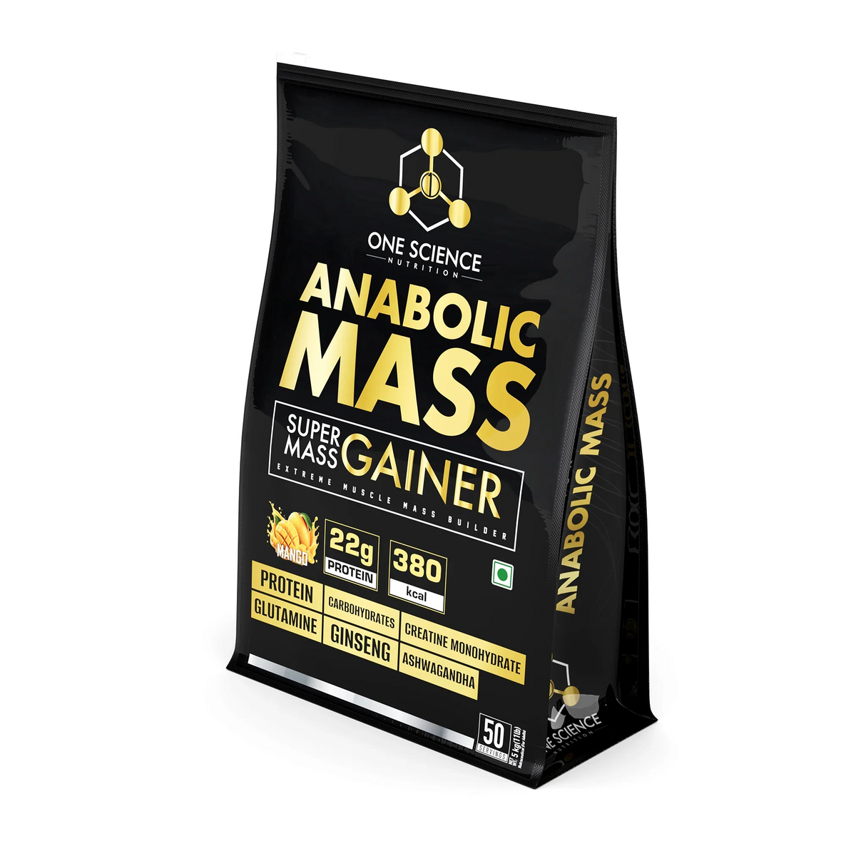 One Science Anabolic Mass | Super Mass Gainer | 22g Protein | 11 lb (50 Servings)