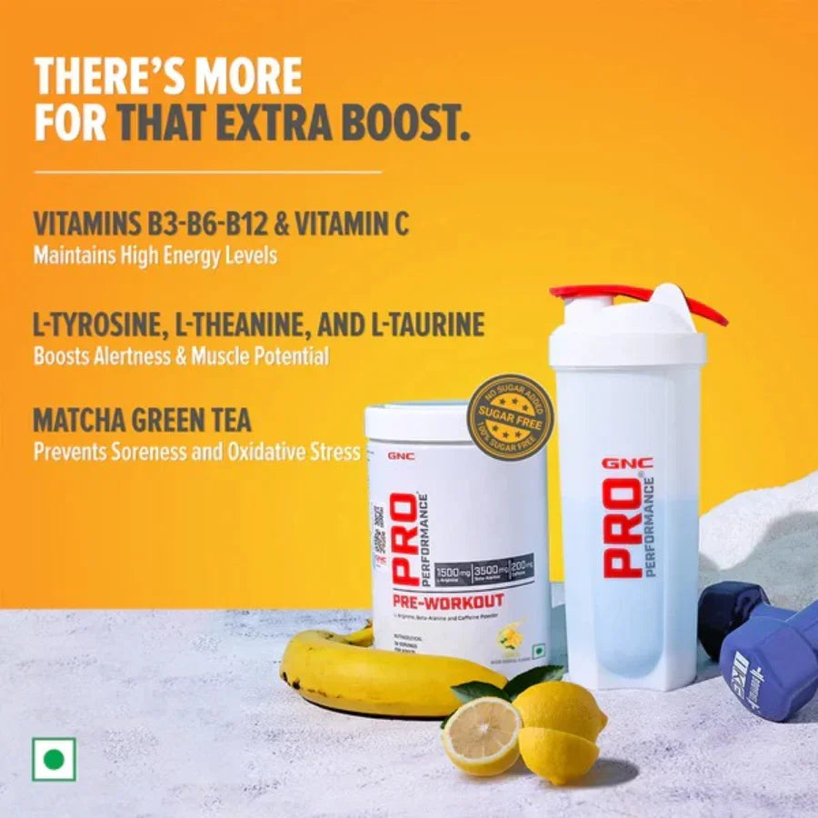 GNC Pro Performance Pre Workout (30 Servings) + Nutristar Micronized CREA Gold Creatine Monohydrate 250g (83 Servings) - Explosive Strength & Performance Combo