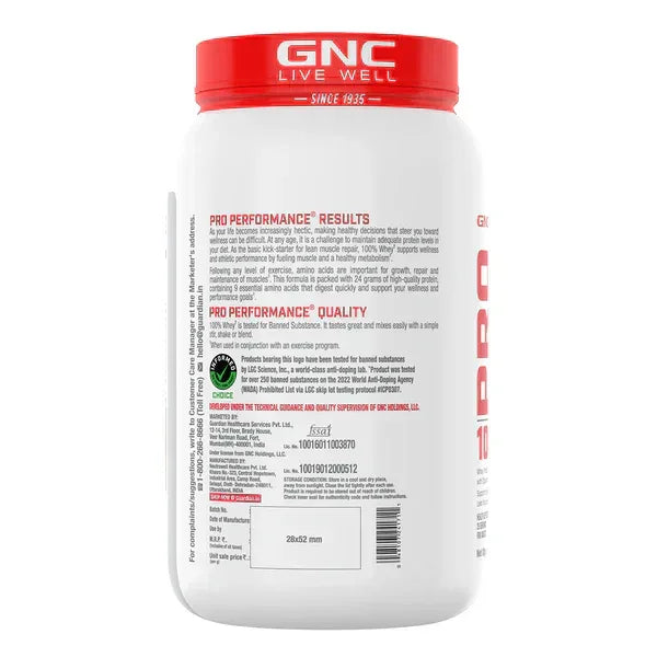 GNC Pro Performance 100% Whey Protein 2 Lbs + Nutristar Micronized CREA Gold Creatine Monohydrate 250g (83 Servings) - Lean Muscle Starter Stack