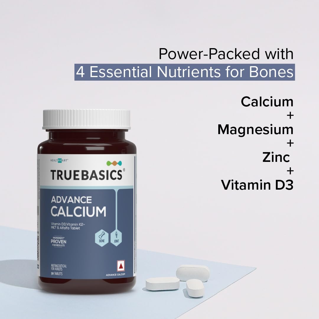 TrueBasics Advance Calcium | Vitamin D3 & K2-MK7 | 90 Tablets
