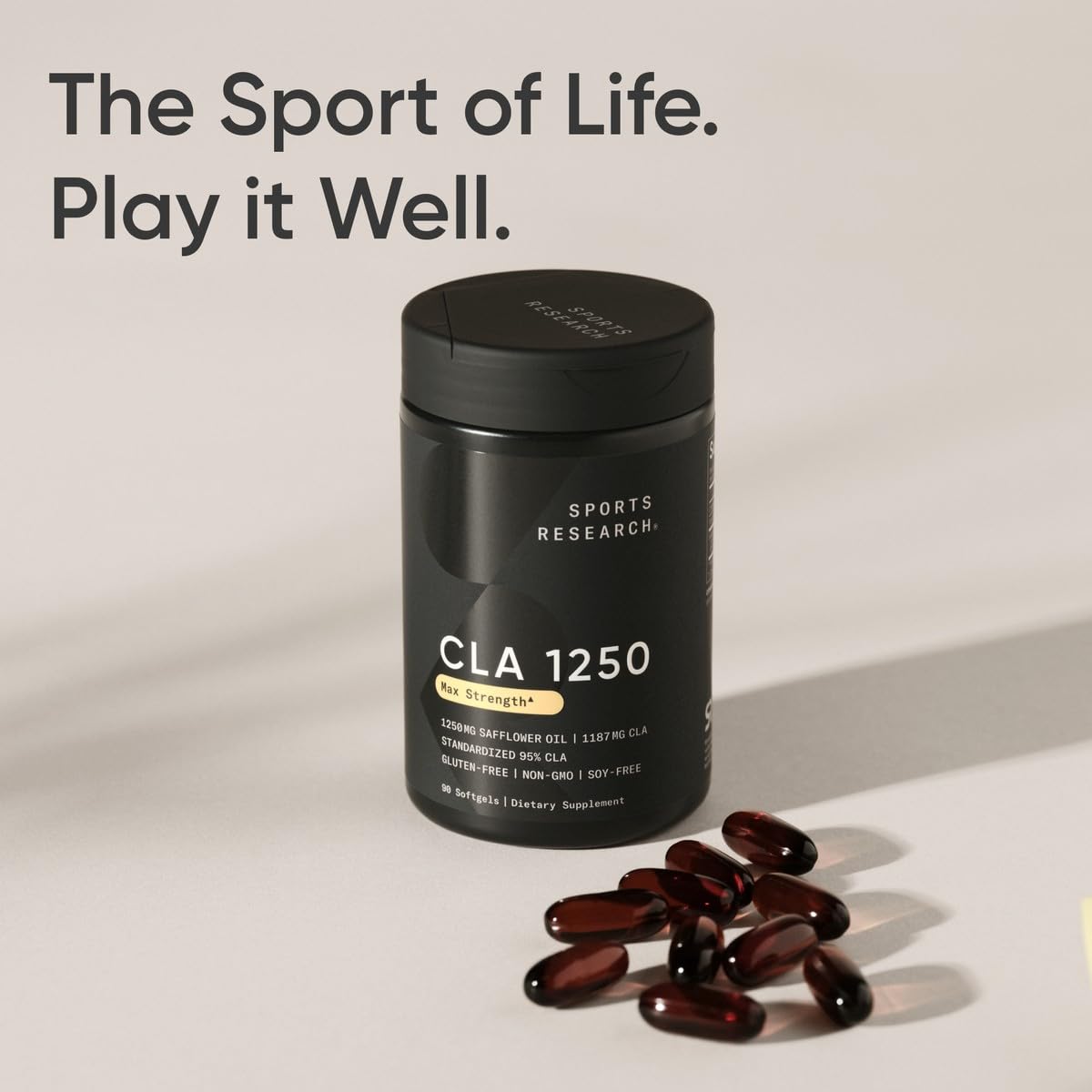 Sports Research CLA 1250 Max Strength | 95% Conjugated Linoleic Acid | 90 Softgels