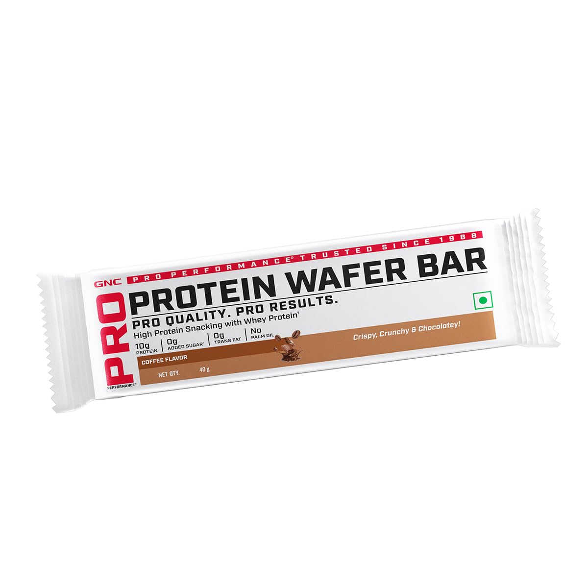 GNC Protein Wafer Bar | 10g Pure Whey Protein Snack | 0 Sugar & 0 Trans Fat | Pack of 10