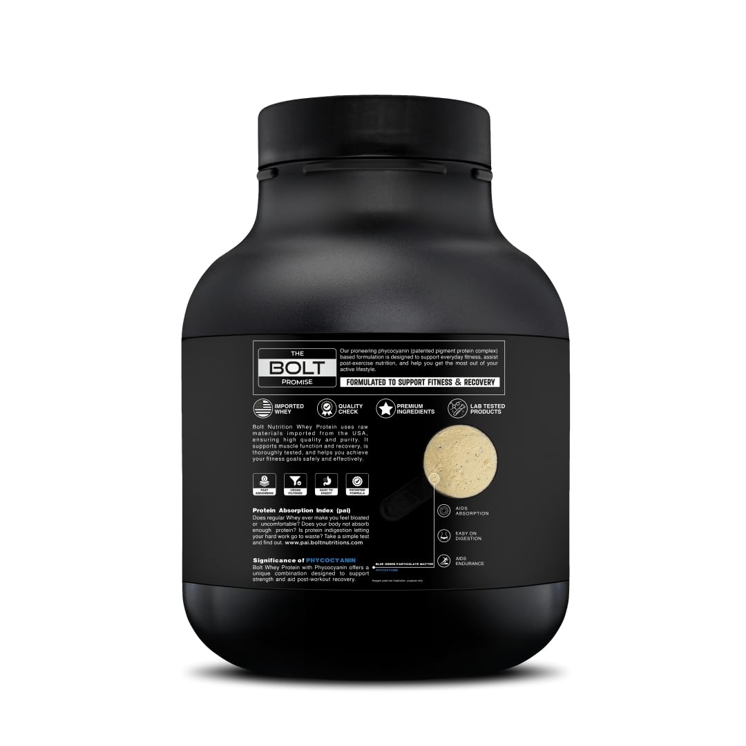 Bolt Nutrition 100% Whey Protein Powder | Muscle Recovery & Lean Muscle Support | 5lbs, 69 Servings