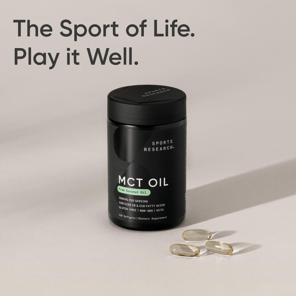 Sports Research MCT Oil Capsules | Coconut-Derived | 120 Softgels