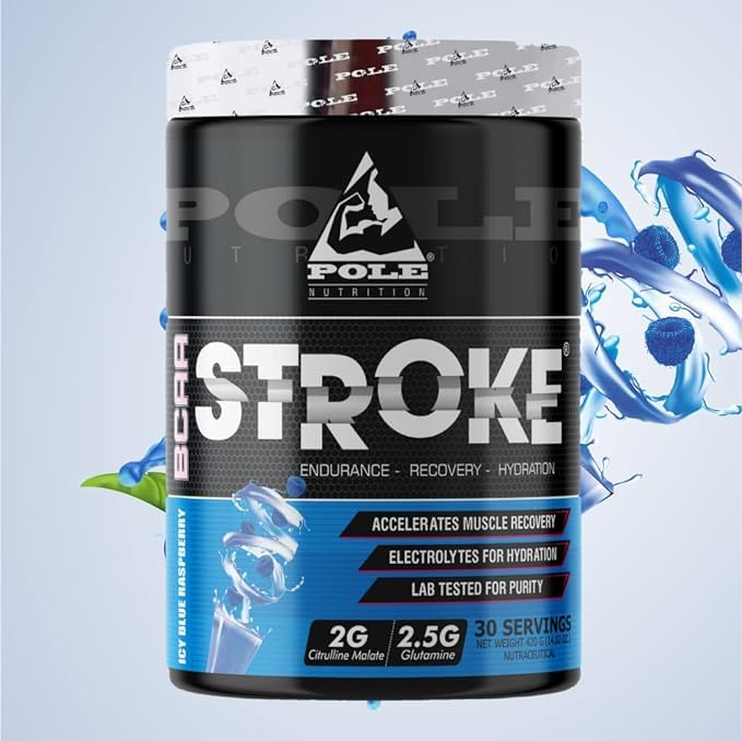 Pole Nutrition BCAA Stroke Endurance, Recovery, and Hydration 420g | 2G Citrulline Malate | 2.5g Glutamine | 30 Servings