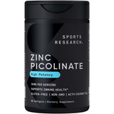 Sports Research Zinc Picolinate High Potency 30mg | 90 Liquid Softgels