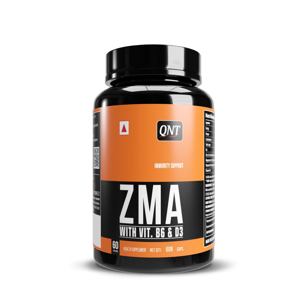 QNT ZMA Supplement with Zinc, Magnesium & Vitamin D3 - 60 Capsules | Muscle Recovery & Immunity Support
