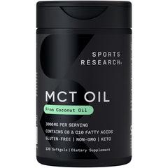 Sports Research MCT Oil Capsules | Coconut-Derived | 120 Softgels