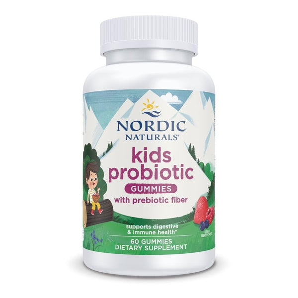 Nordic Naturals Kids Nordic Flora Probiotic Gummies | 1.5 Billion CFU | Prebiotic Fiber & Bacillus Coagulans | 60 Gummies