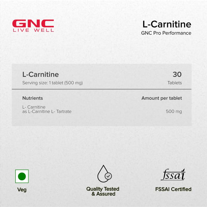 GNC Pro Performance L-Carnitine 500 mg - 30 Capsules