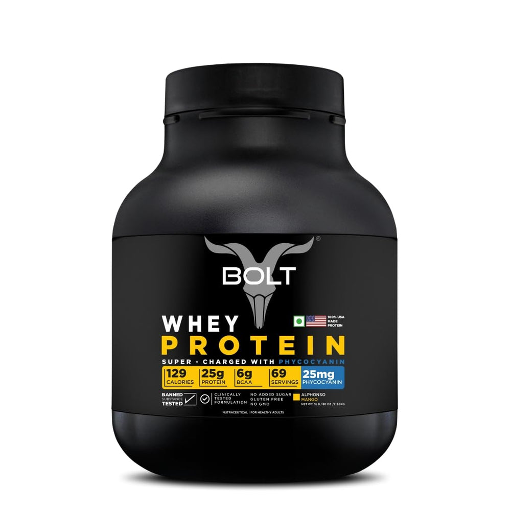 Bolt Nutrition 100% Whey Protein Powder | Muscle Recovery & Lean Muscle Support | 5lbs, 69 Servings