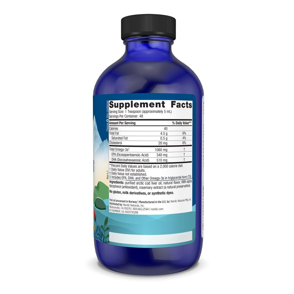 Nordic Naturals Arctic Cod Liver Oil | 1060mg Omega-3 Fish Oil | EPA & DHA | 237ml (8 Oz)