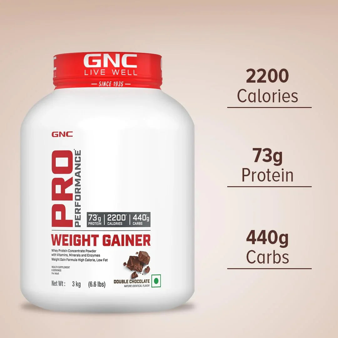 GNC Pro Performance Weight Gainer 3 Kg + Nutristar Micronized CREA Gold Creatine Monohydrate 250g (83 Servings) - Mass & Strength Bulking Combo