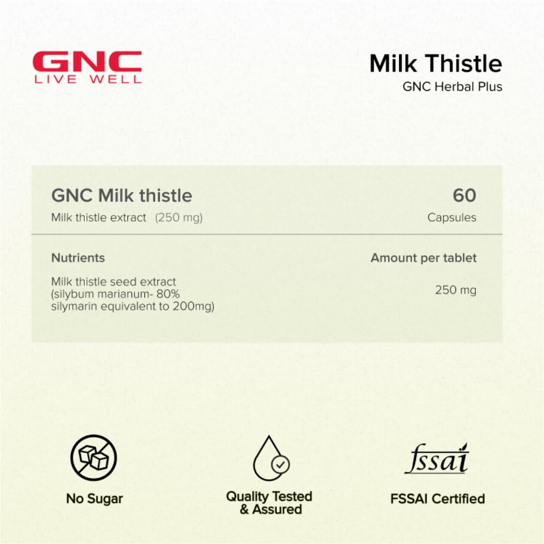GNC Milk Thistle Herbal Plus - 60 Capsules