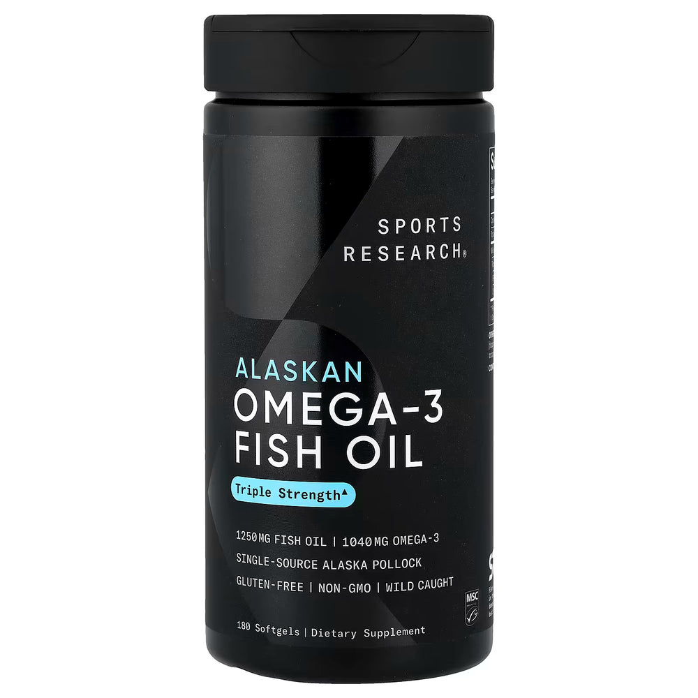 Sports Research Alaskan Omega-3 Fish Oil 1250mg | Triple Strength | 180 Softgels