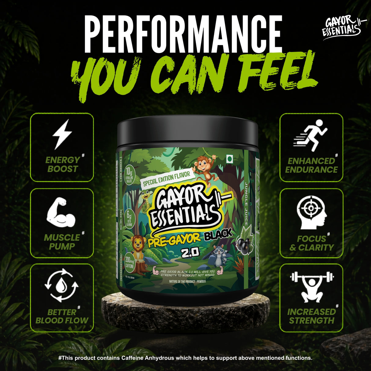 Gayor Essentials Pre Gayor Black 2.0 Pre-Workout Powder 338g | 200mg Caffeine