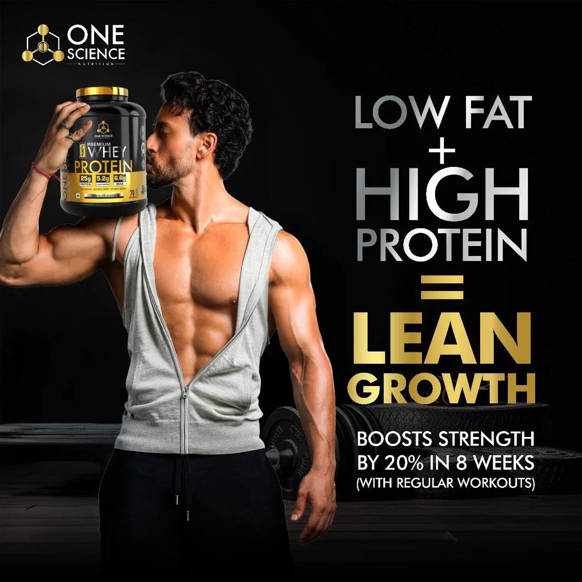 One Science Premium Whey Protein 5 Lbs with Micronized Creatine 150 Gm | 25g Protein Per Serving | Lean Bulk Stack