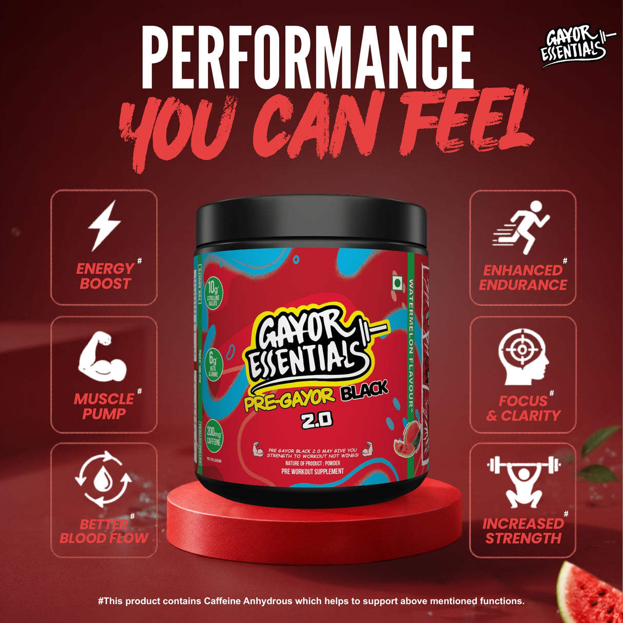 Gayor Essentials Pre Gayor Black 2.0 Pre-Workout Powder 338g | 200mg Caffeine