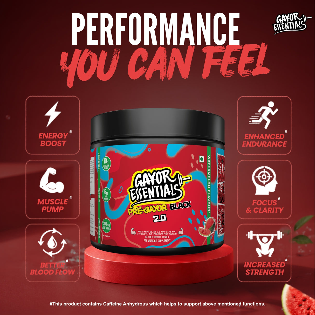 Gayor Essentials Pre Gayor Black 2.0 Pre-Workout Powder 676g | 200mg Caffeine