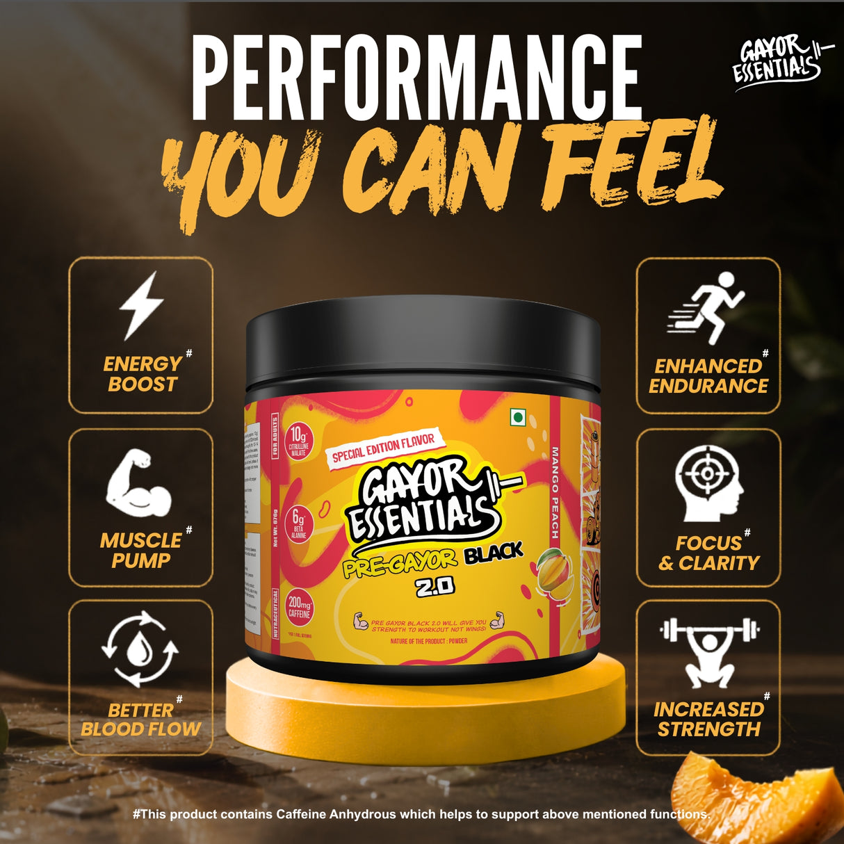 Gayor Essentials Pre Gayor Black 2.0 Pre-Workout Powder 676g | 200mg Caffeine