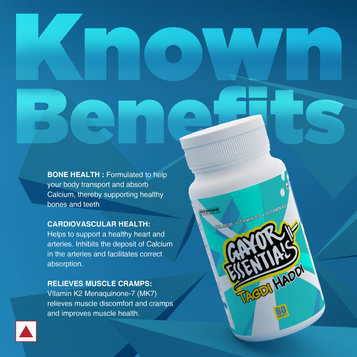 Gayor Essentials Taggdi Haddi Calcium Formula | 1250mg Calcium | Vitamin D3 & K2