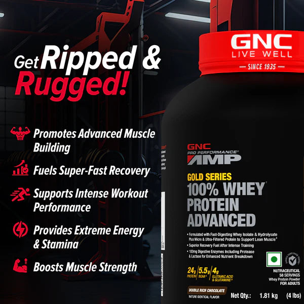 GNC AMP Gold 100% Whey Protein Advance - 4 Lbs - Nutristar