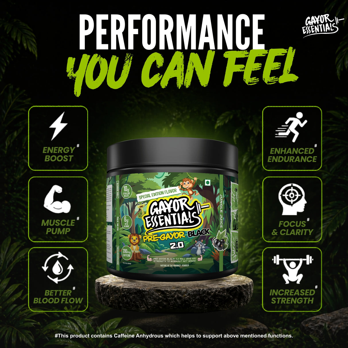 Gayor Essentials Pre Gayor Black 2.0 Pre-Workout Powder 676g | 200mg Caffeine