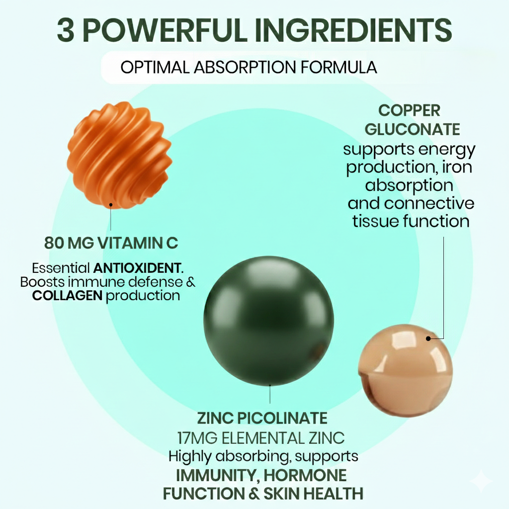 Vlado's Himalayan Organics Zinc Picolinate with Vitamin C & Copper | 120 Capsules | Immunity Support