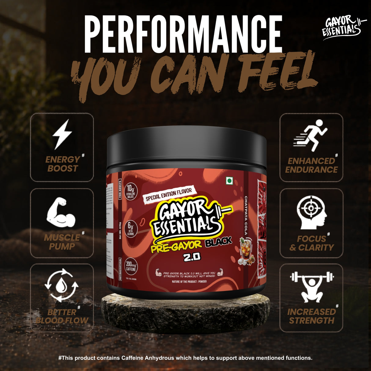Gayor Essentials Pre Gayor Black 2.0 Pre-Workout Powder 676g | 200mg Caffeine