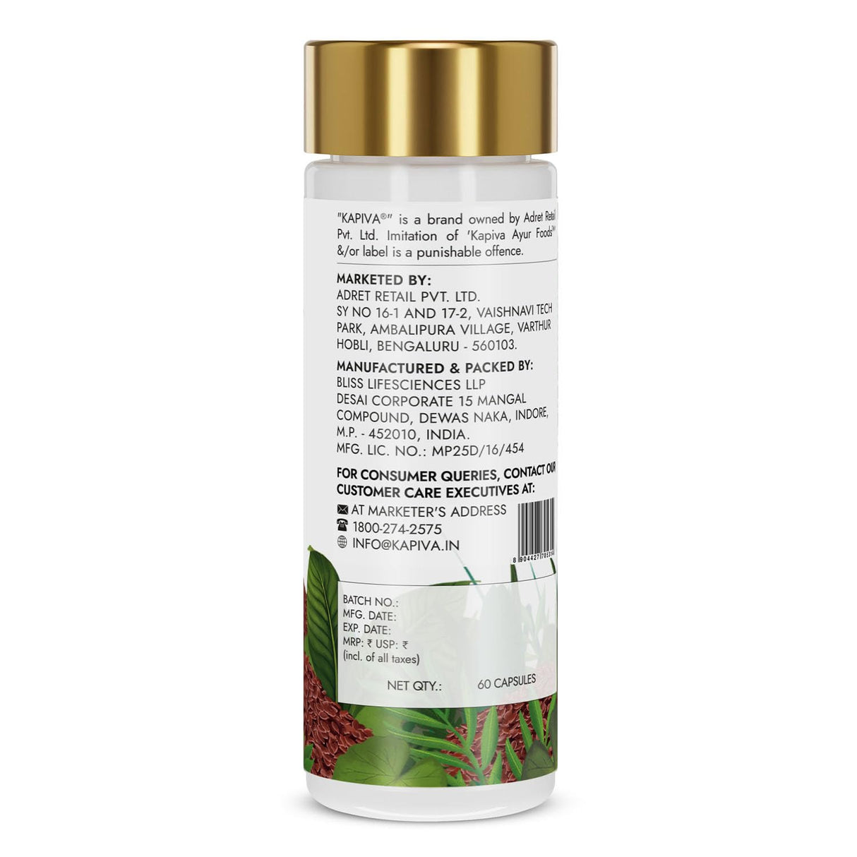 Kapiva Ayur Foods Flaxseed Omega 3 Capsules - 30 Servings