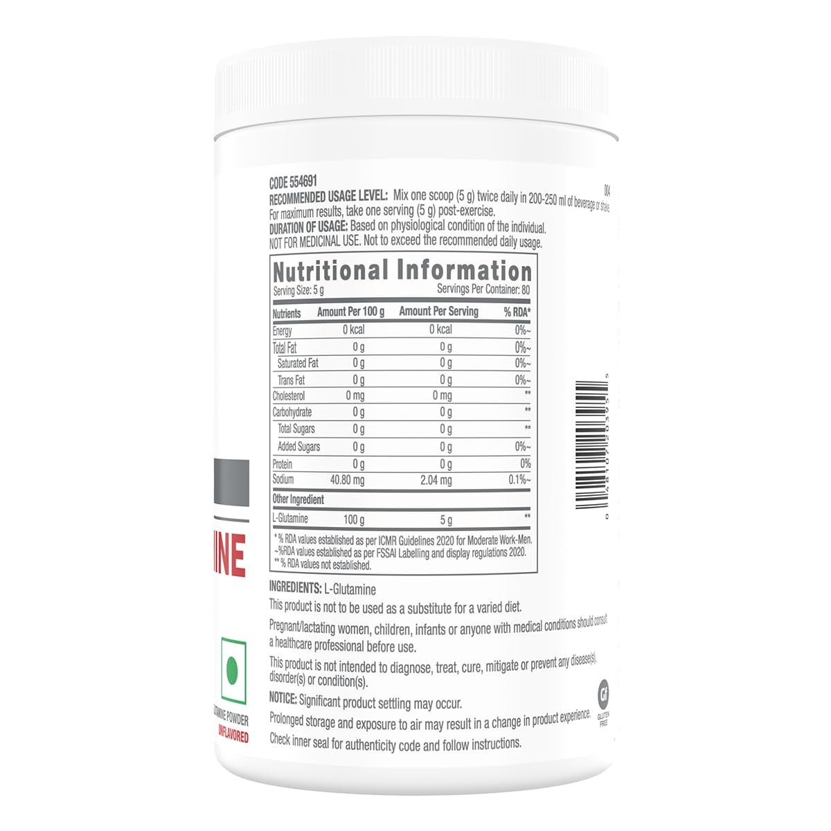 GNC L-Glutamine Powder - 400 Gm