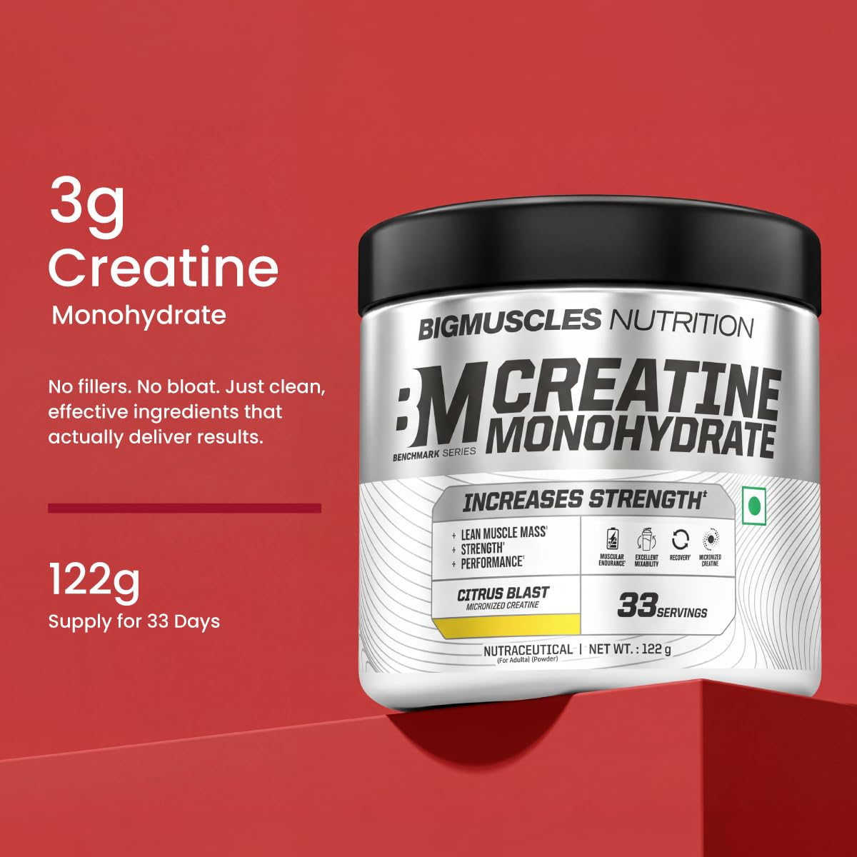 Big Muscles Nutrition Benchmark Series Creatine Monohydrate 100g | 33 Servings