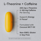 Sports Research L-Theanine 200mg & Caffeine with Coconut MCT Oil | 60 Softgels