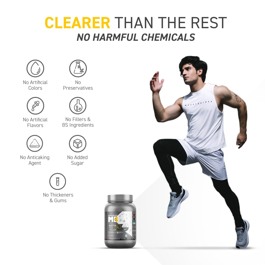 MuscleBlaze Biozyme Iso-Zero Low Carb Whey Protein Isolate - 1 Kg