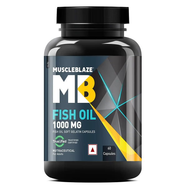 MuscleBlaze Omega 3 Fish Oil, 1000 mg (180 mg EPA and 120 mg DHA) - 60 Servings