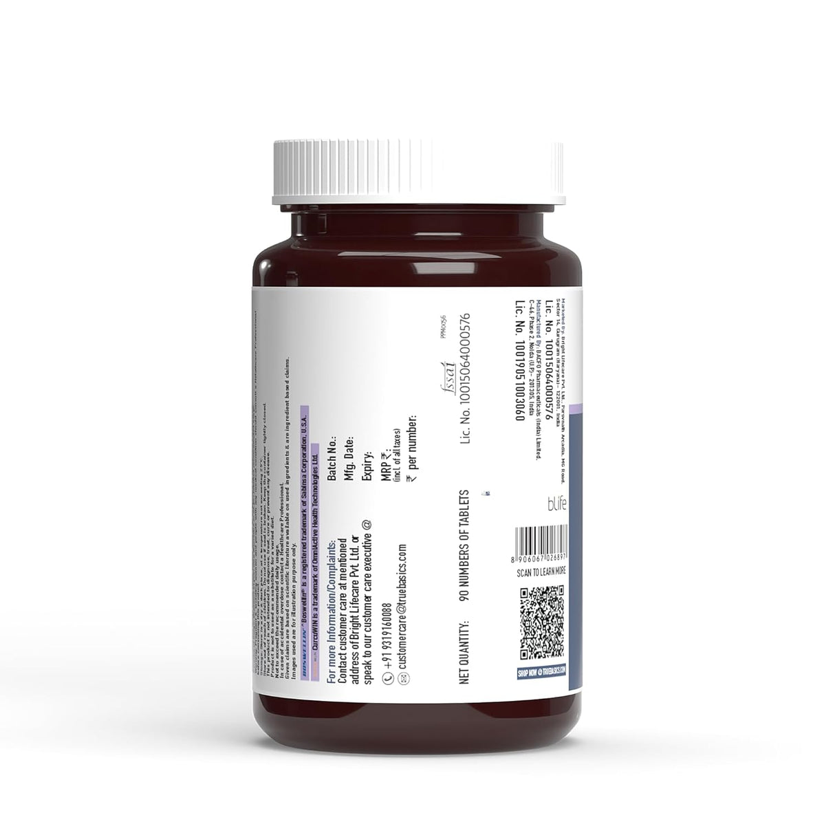 TrueBasics Joint Ease Supplement | 90 Tablets | Glucosamine, Chondroitin & Boswellin