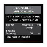 MuscleBlaze L-Carnitine L-Tartrate - 60 Capsules