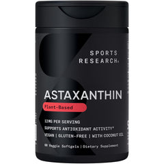 Sports Research Astaxanthin Plant-Based 12mg | 60 Veggie Softgels